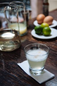 A Pisco Sour on display at Senorio de Sulco