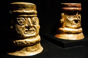 Artifacts on display at the Larco Museum in Lima, Peru