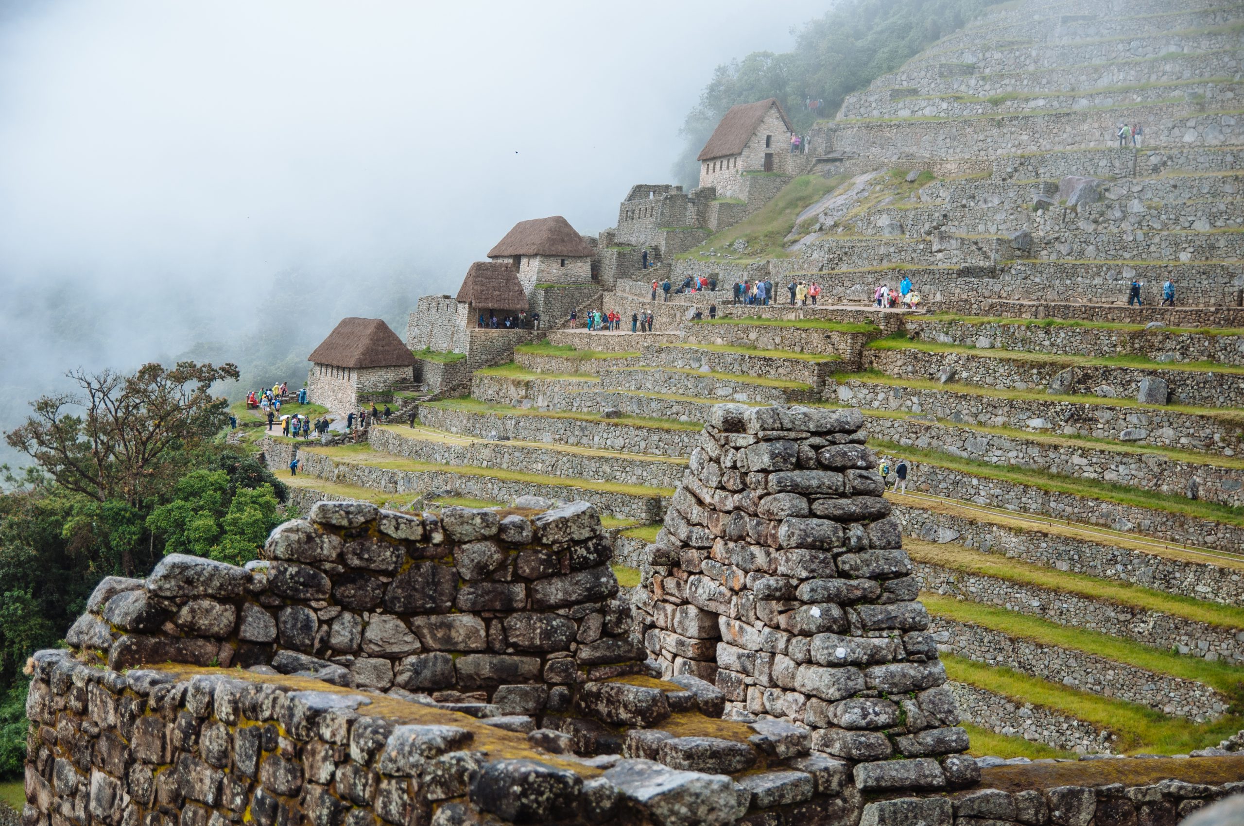 A view of the Urumbamba River far below the Machu Picchu Citadel