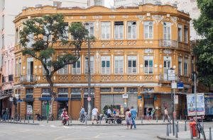 A building facade in Rio's Lapa neighborhood