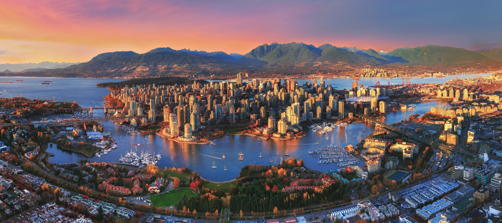 Vancouver Tourism Aerial Sunset Vancouver