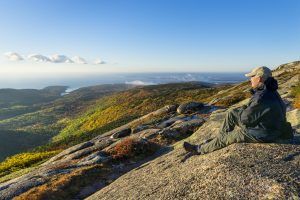 Hiker observing Mountains