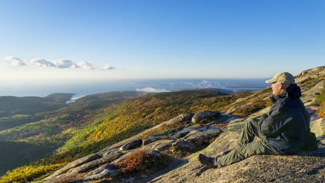 Hiker observing Mountains