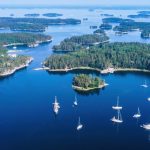 Spectacular,Drone,View,Of,The,Swedish,Archipelago,Landscape,,Yachts,And