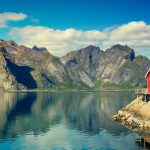 Beautiful,Fishing,Village,On,Fjord.,Beautiful,Nature,With,Blue,Sky,
