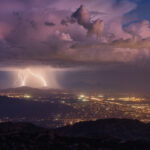 Lightning storm over Tucson, Arizona during monsoon season.